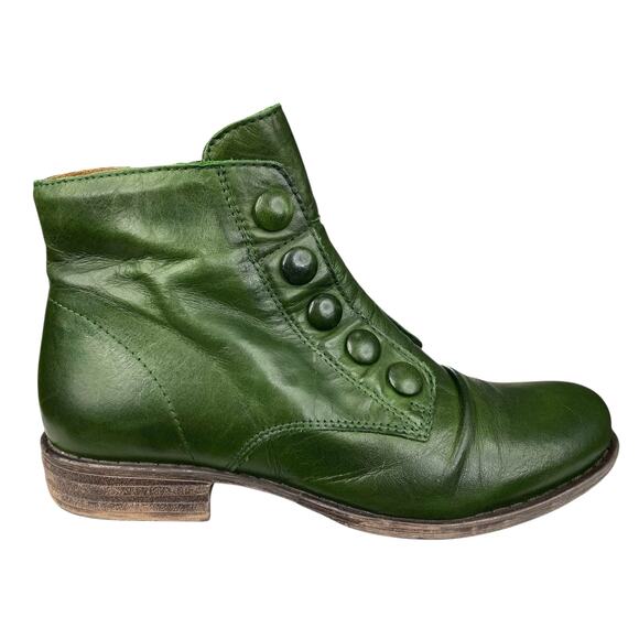Miz Mooz Women’s Louise Green Leather Side Zip Ankle Boot Size 36 US 5.5/6 - Picture 1 of 11